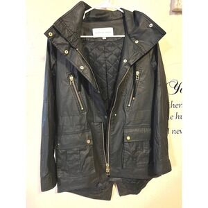 Veronica Beard king rain parka Coated Cotton Utility Field Jacket Gold Hardware